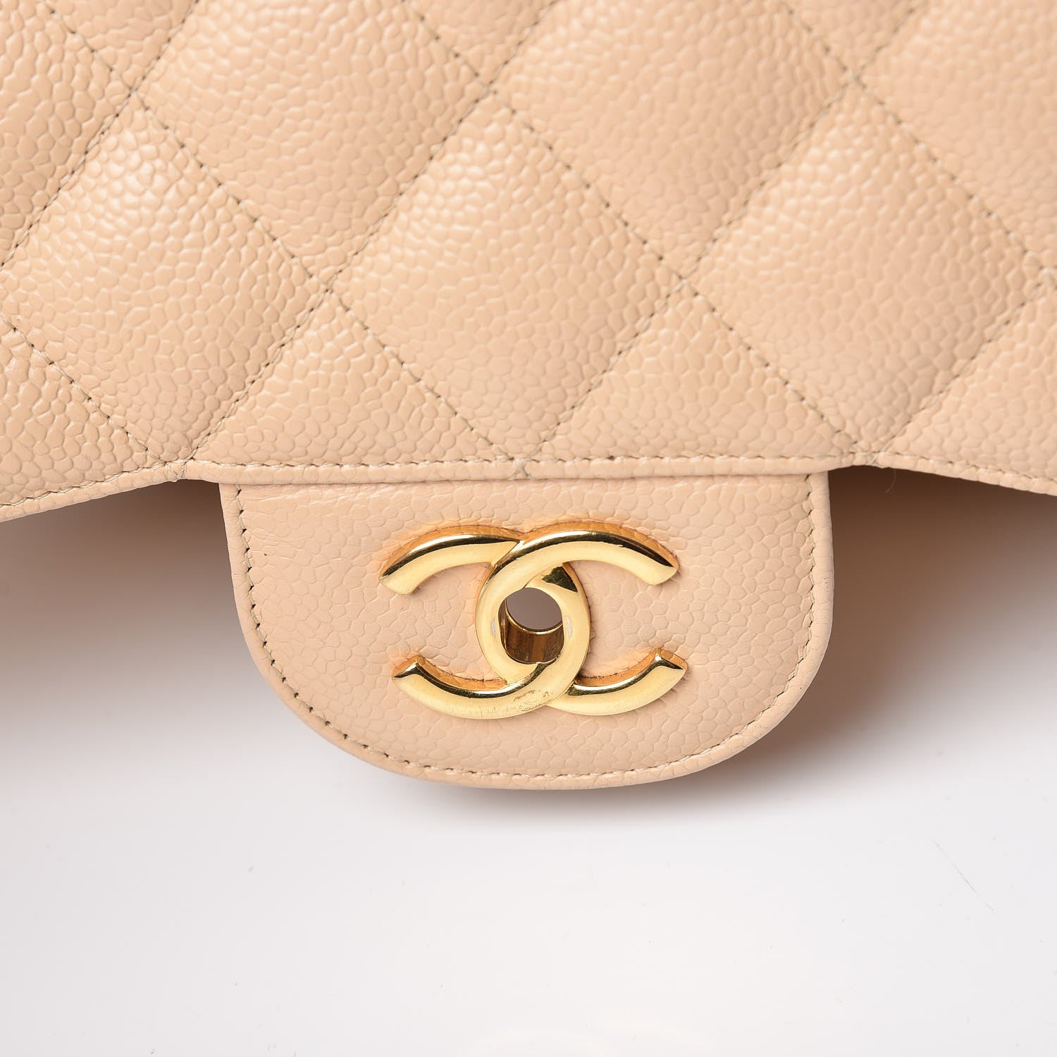 Chanel Caviar Quilted Jumbo Double Flap Light Beige 19 of 26