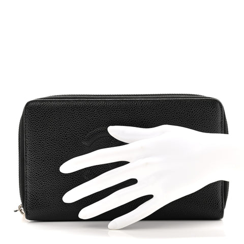 Caviar Large Timeless CC Zip Around Organizer Wallet Black