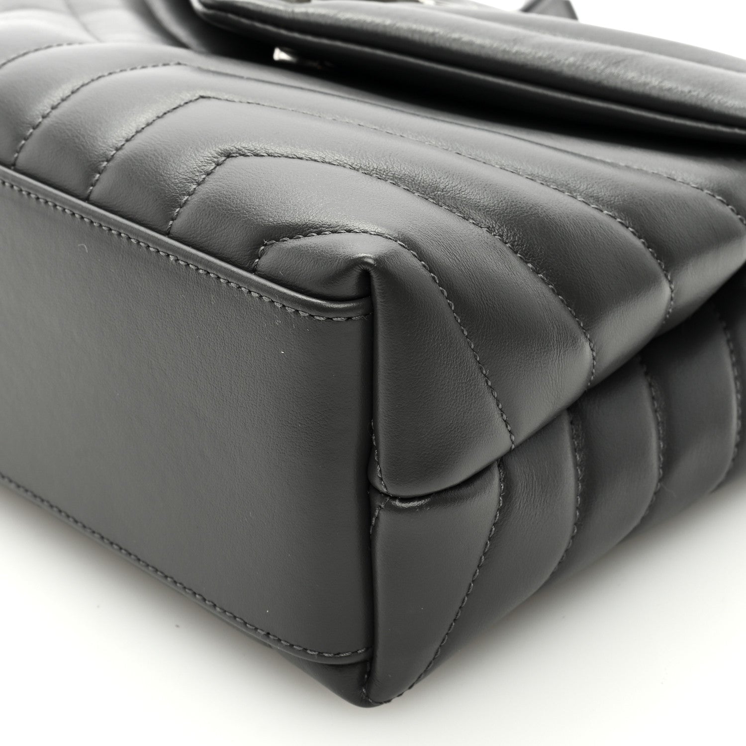 Saint Laurent Calfskin Y Quilted Monogram Small Loulou Chain Satchel Storm 8 of 8