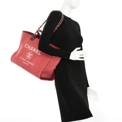 Chanel Canvas Large Deauville Tote Red 2 of 10