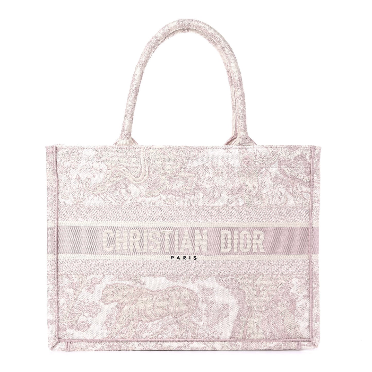 Canvas Embroidered Medium Dioriviera Toile De Jouy Book Tote Rose
