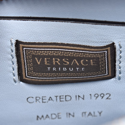 Versace Calfskin Small Medallion Tribute Bowling Bag Blue 6 of 12