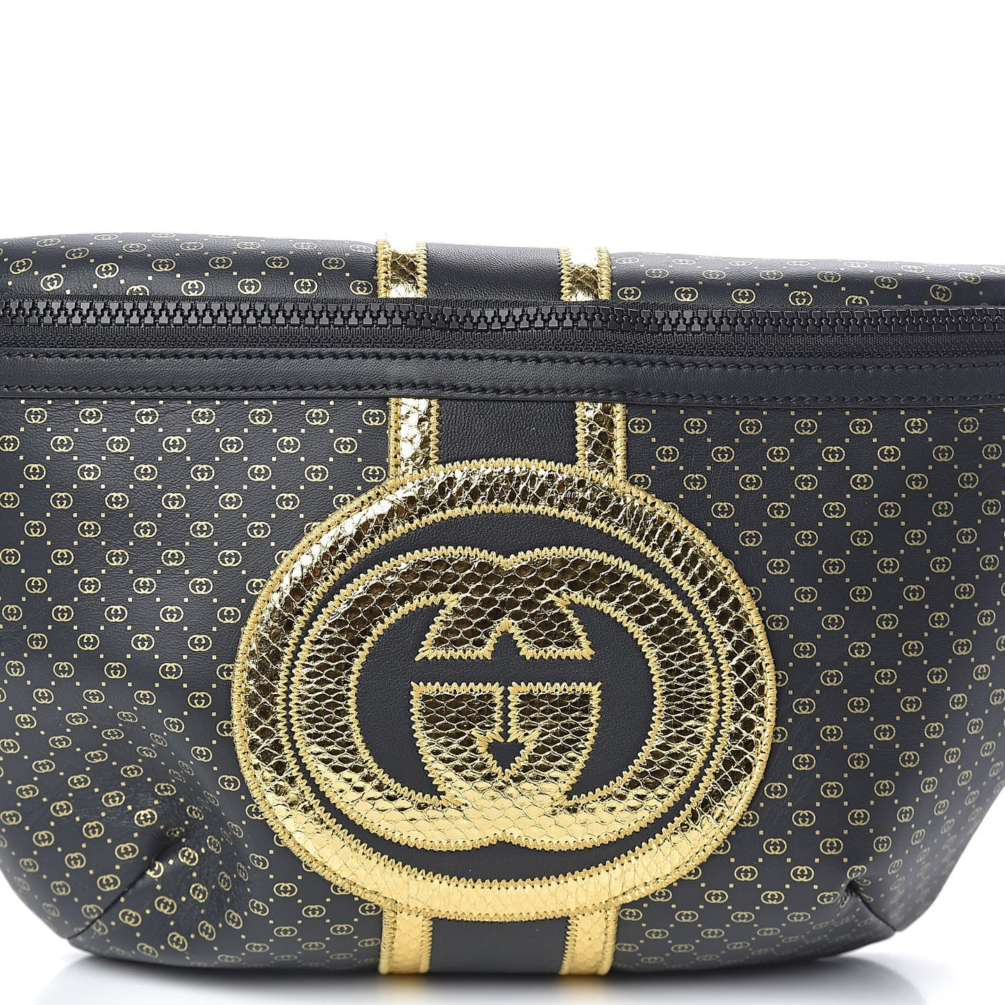 X DAPPER DAN Calfskin Laminated Ayers GG Micro Monogram Belt Bag Black
