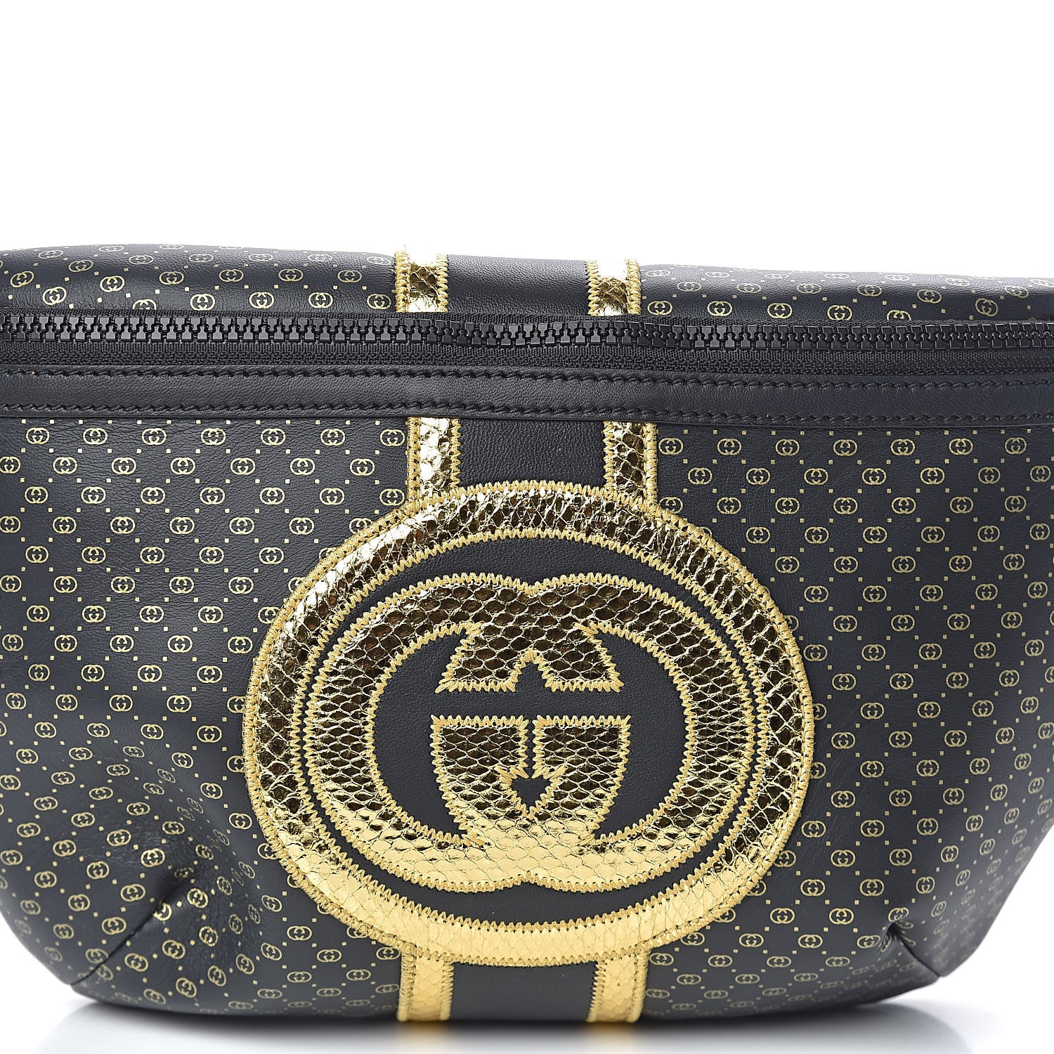 Gucci X DAPPER DAN Calfskin Laminated Ayers GG Micro Monogram Belt Bag Black 11 of 12