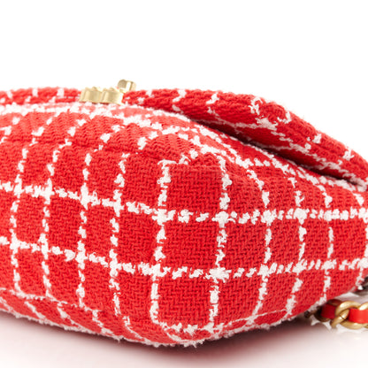 Chanel Tweed Quilted Medium Chanel 19 Flap Red White 10 of 11