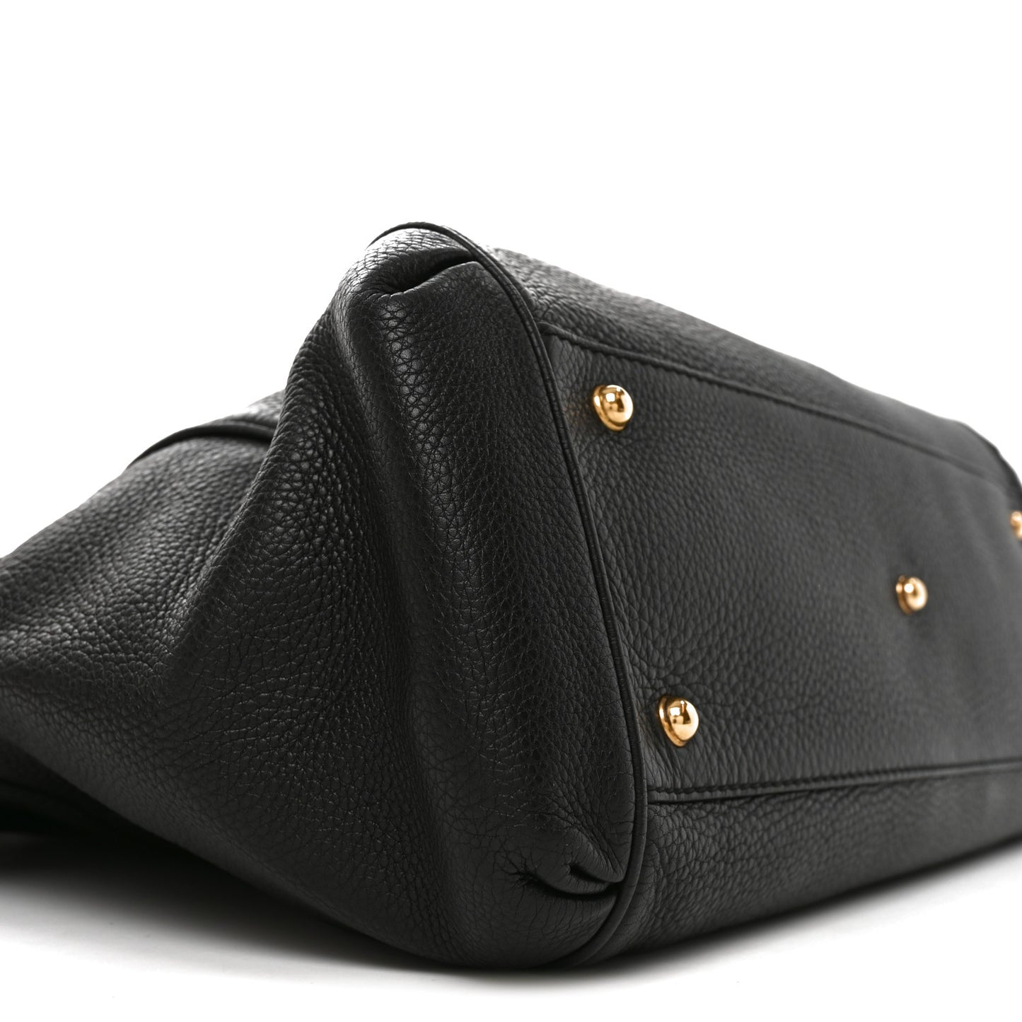 Pebbled Calfskin Ride Medium Top Handle Bag Black