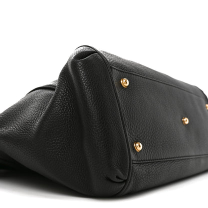 Gucci Pebbled Calfskin Ride Medium Top Handle Bag Black 9 of 10