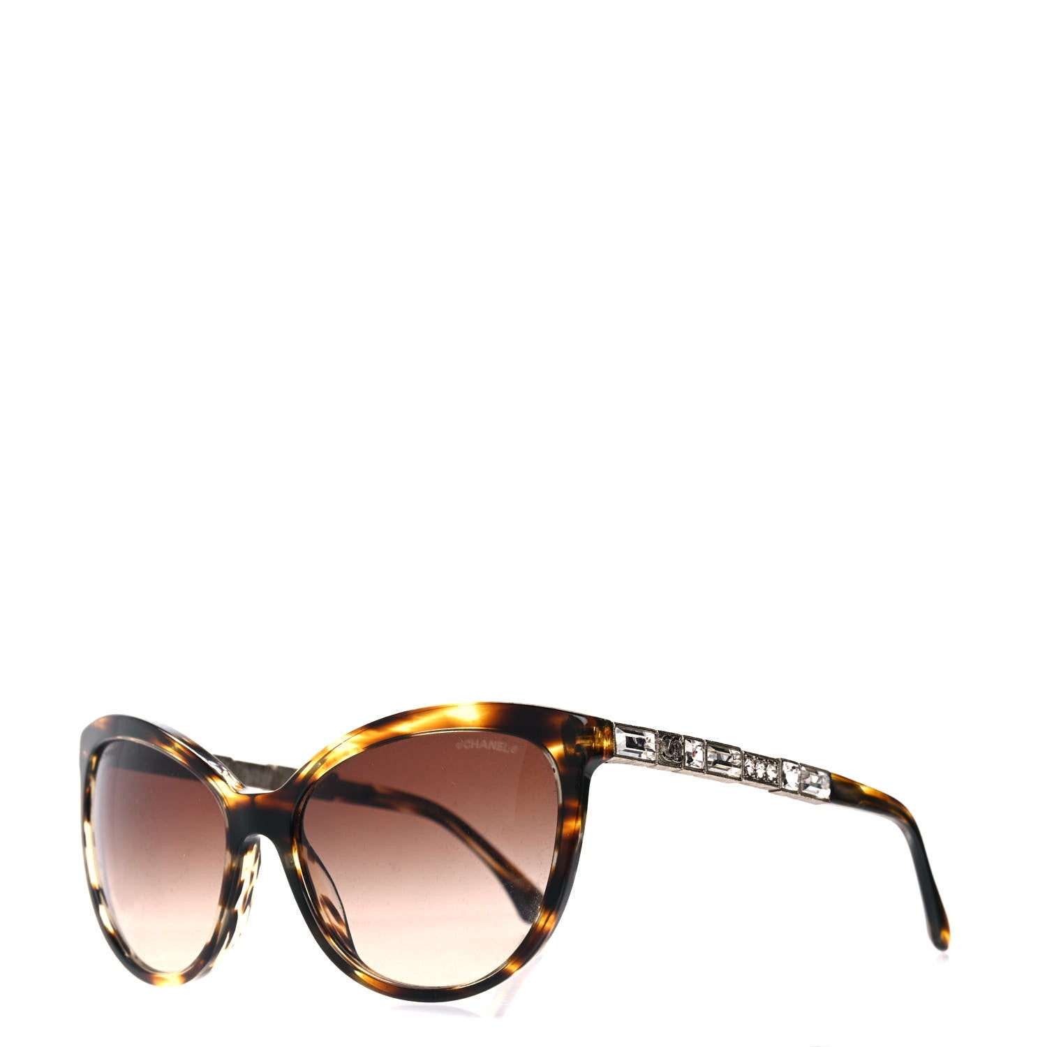 Chanel Crystal Baguette Cat Eye Bijou Sunglasses 5307-B Tortoise 1 of 4