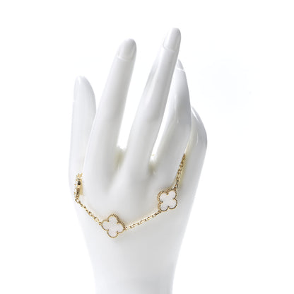 Van Cleef & Arpels 18K Yellow Gold Mother of Pearl 5 Motifs Vintage Alhambra Bracelet 2 of 7