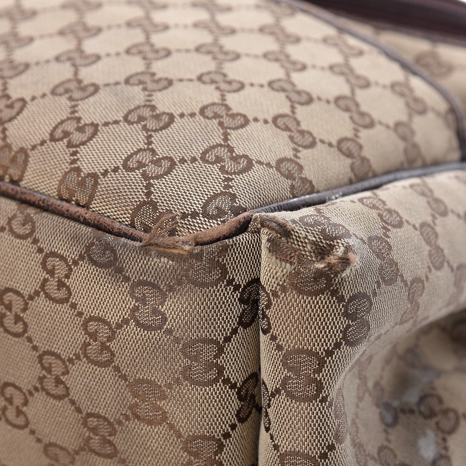 Gucci Monogram Natural Pigskin Large Diaper Bag Beige Ebony Cocoa Dark Chocolate 25 of 32