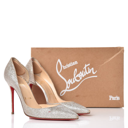 Christian Louboutin Glitter Mini Specchio Iriza 100 Pumps 37 Ivory Havana Beige 14 of 14
