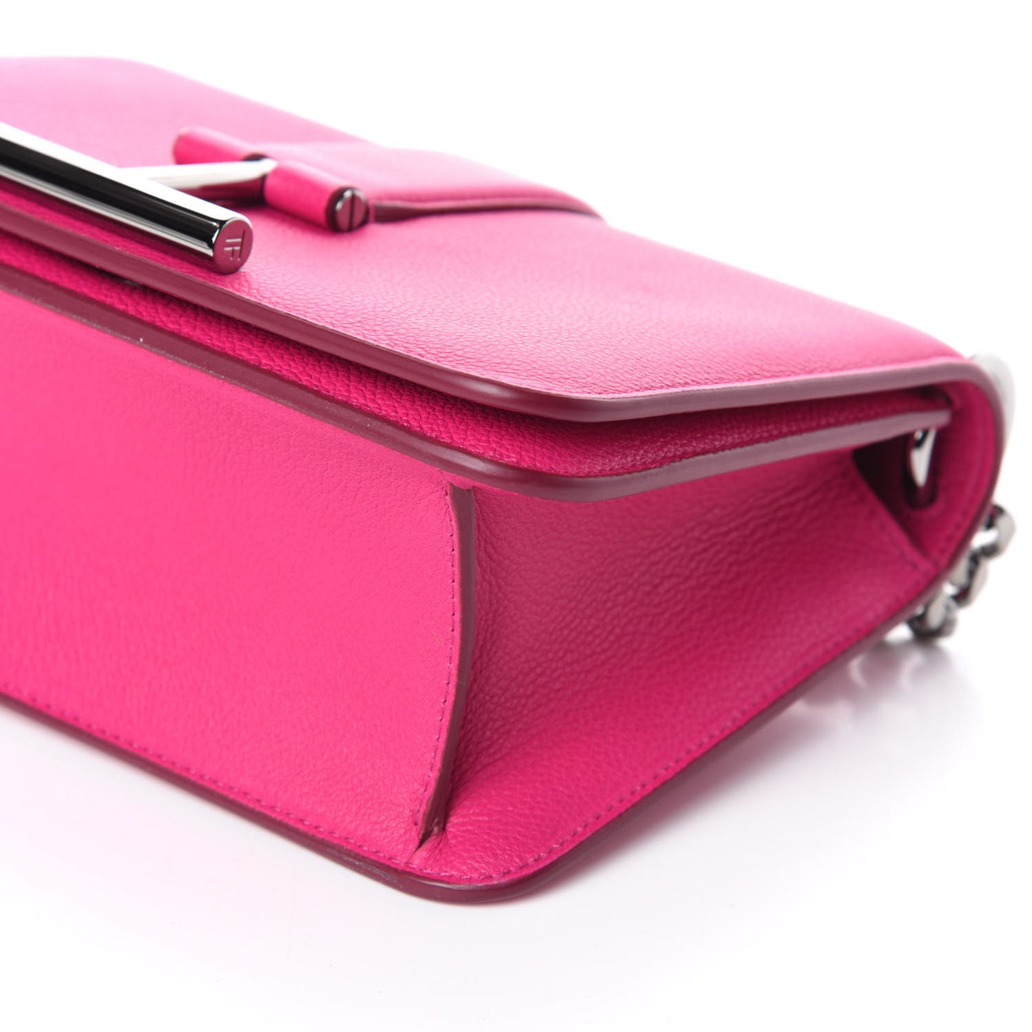 Grained Calfskin Tara Chain Shoulder Bag Pink