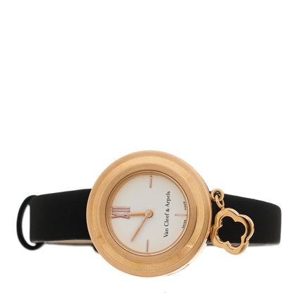 Van Cleef & Arpels 18K Rose Gold Satin 25mm Charms Quartz Watch Black 2 of 6