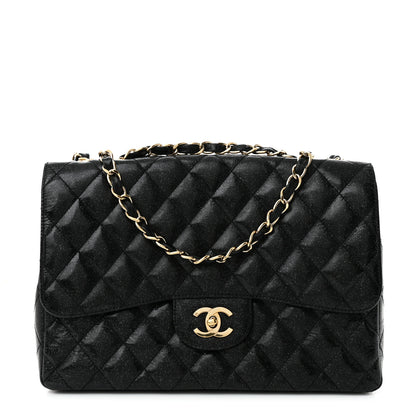 Chanel Patent Quilted Sparkle Glitter Jumbo Single Flap Black 1 of 13
