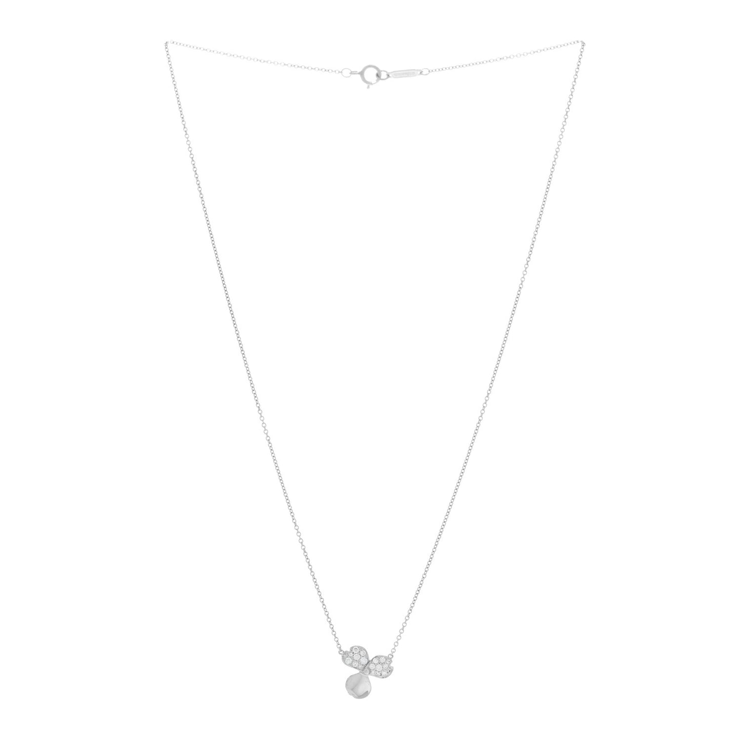 Platinum Diamond .17ctw Small Paper Flowers Pendant Necklace