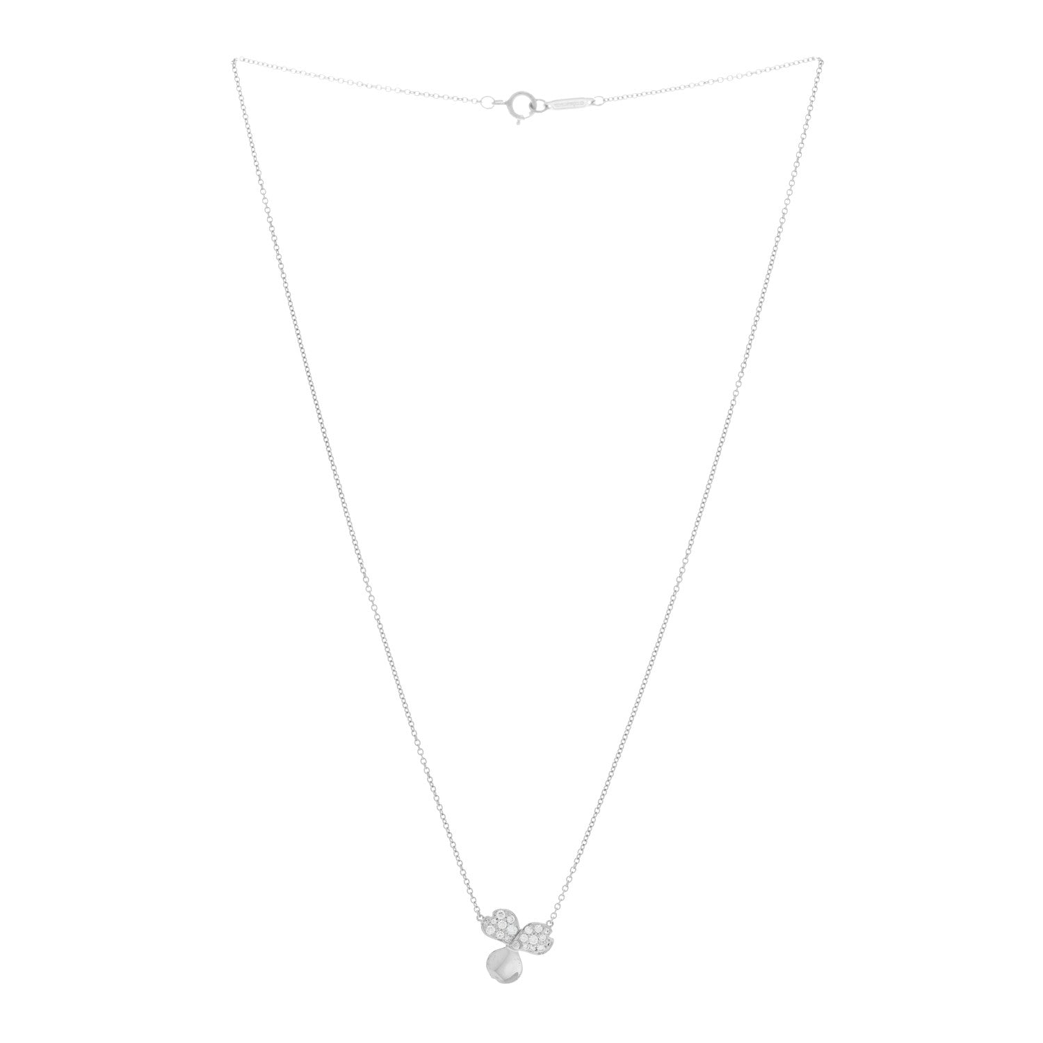 Tiffany Platinum Diamond .17ctw Small Paper Flowers Pendant Necklace 3 of 5