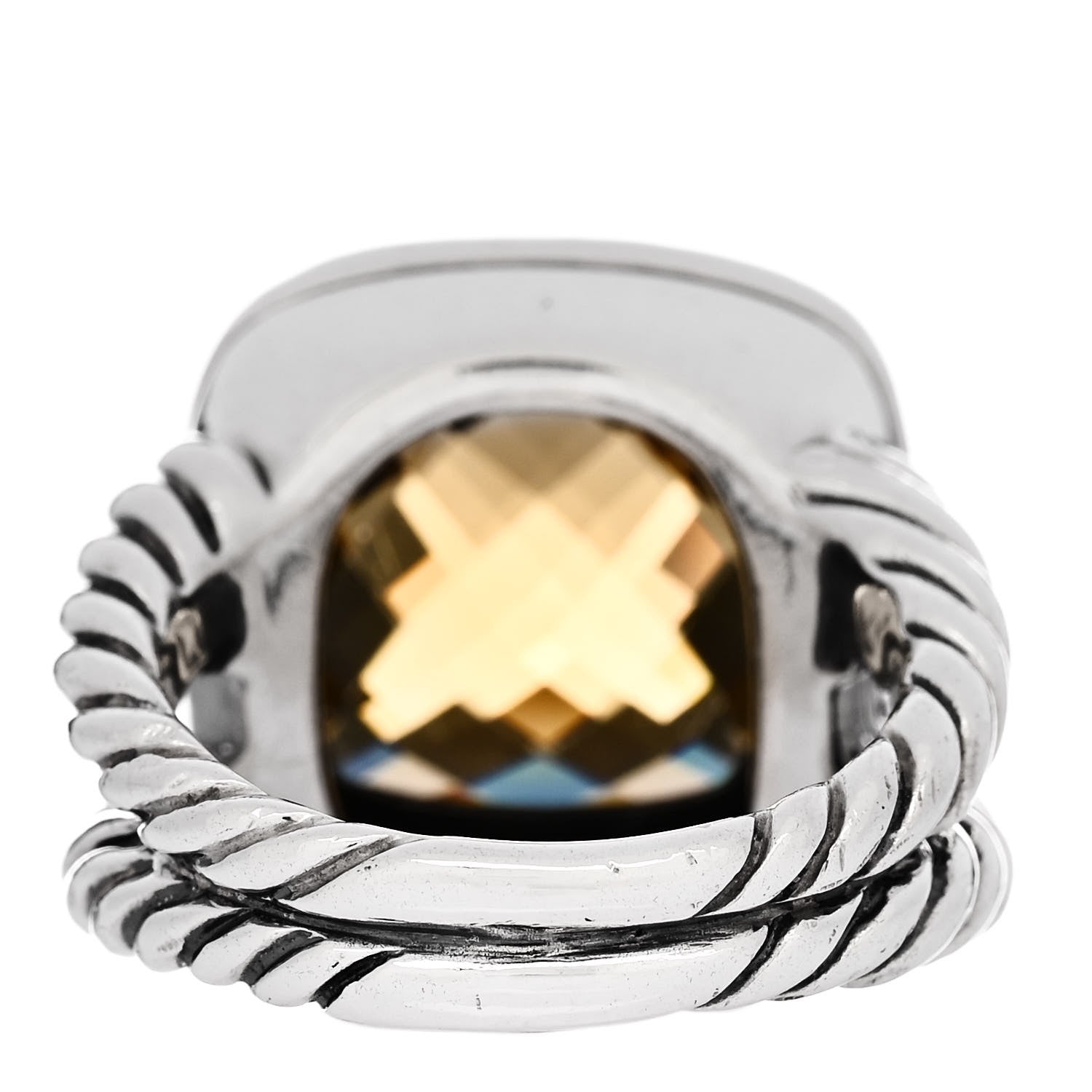 David Yurman Sterling Silver Diamond Citrine 14mm Albion Ring 54 7 4 of 5