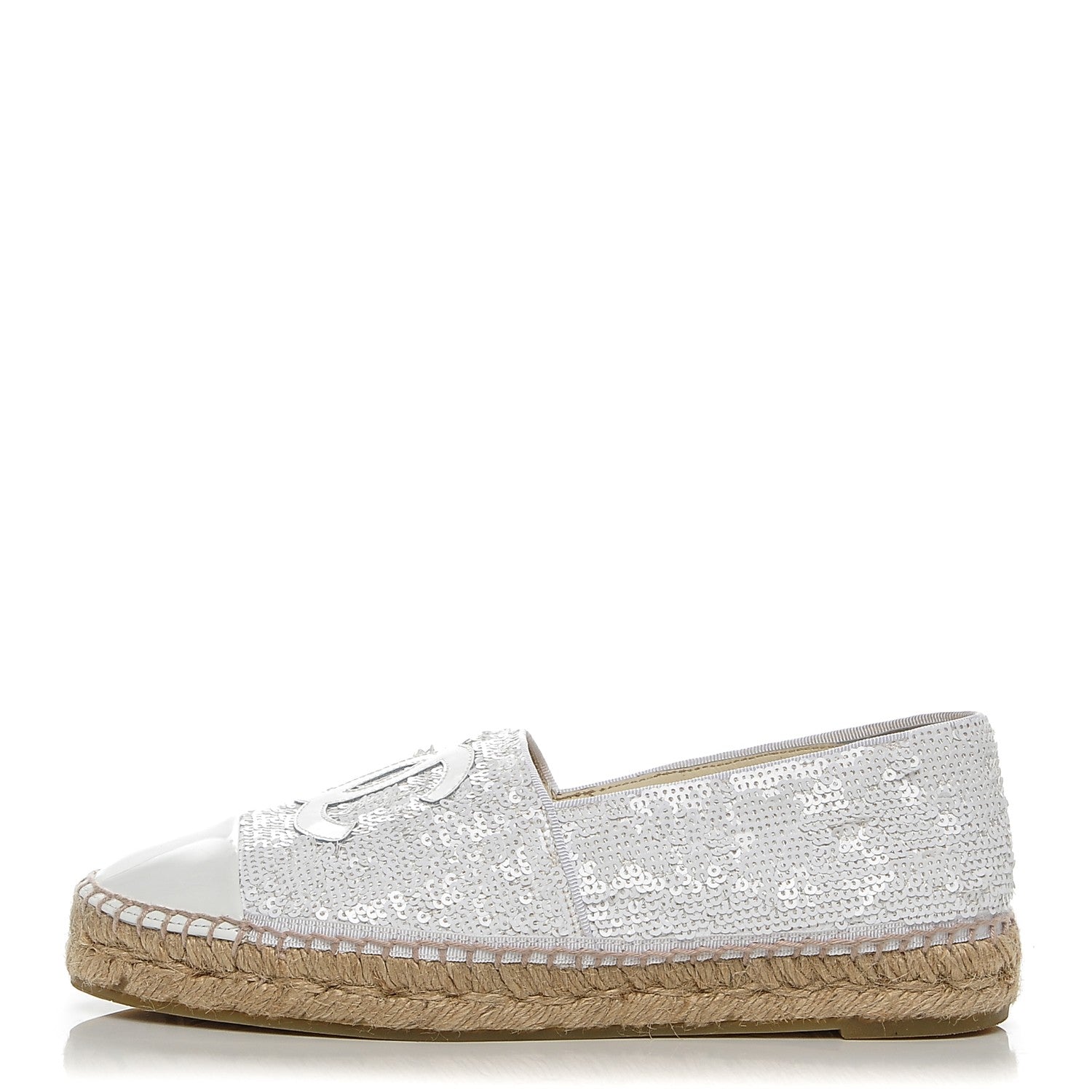 Chanel Patent Sequin CC Espadrilles 37 White 1 of 7