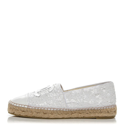Chanel Patent Sequin CC Espadrilles 37 White 1 of 7
