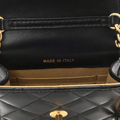 Chanel Lambskin Quilted Pearl Crush Phone Holder With Chain Black 6 of 12