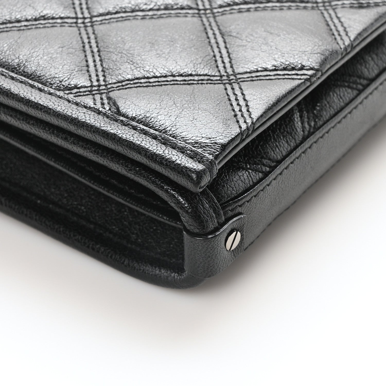 Saint Laurent Lambskin Diamond Quilted Becky Chain Wallet Black 10 of 10