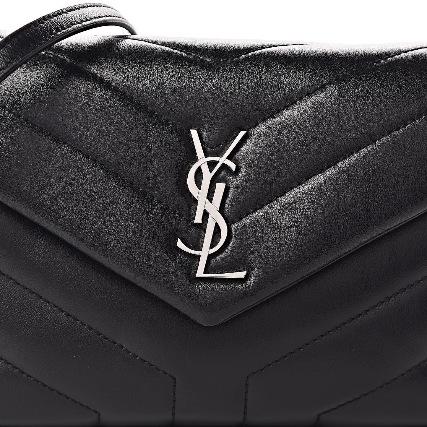 Calfskin Y Quilted Monogram Toy Loulou Crossbody Bag Black