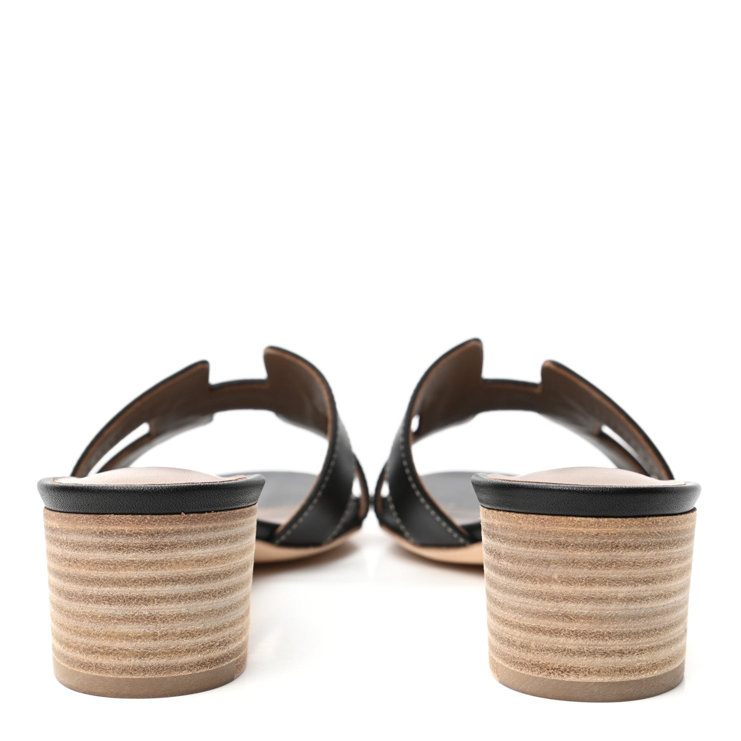 Hermes Calfskin Oasis Sandals 37 Black 6 of 10