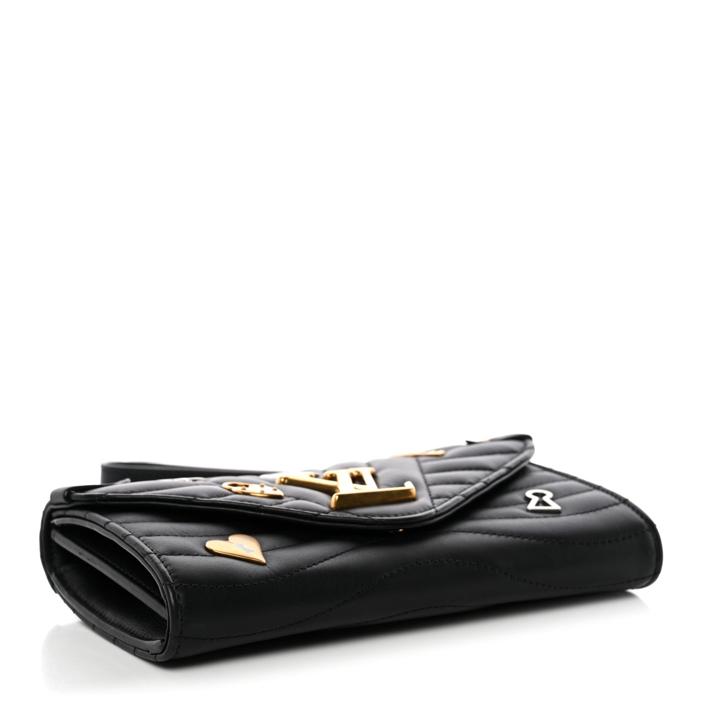 Calfskin Love Lock New Wave Long Wallet Black
