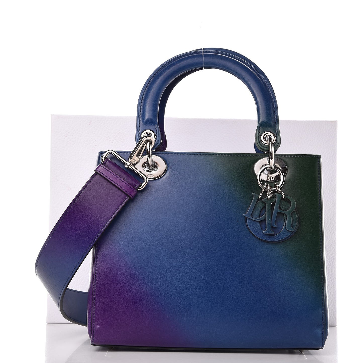 Box Calfskin Gradient Medium Lady Dior Purple Blue Green