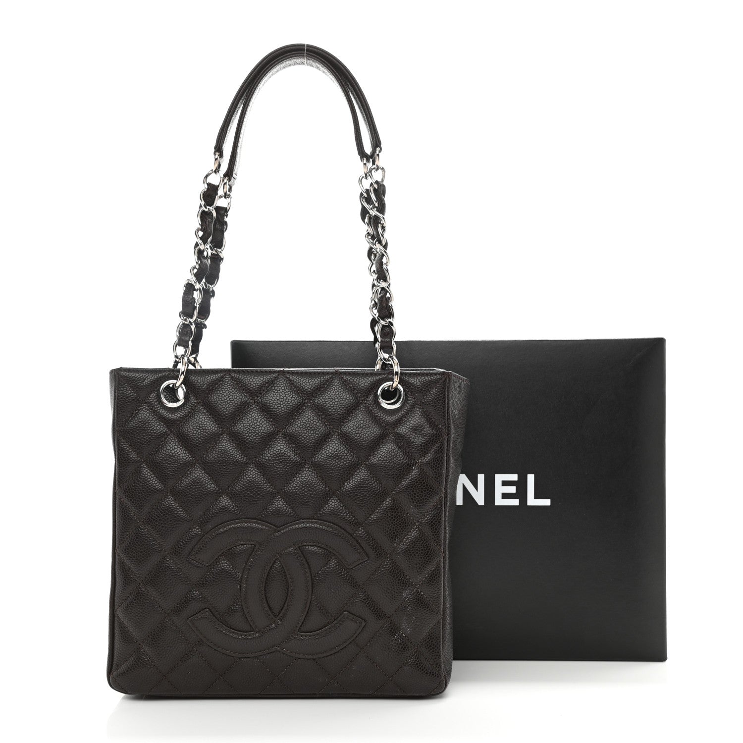 Chanel Caviar Quilted Petit Shopping Tote PST Dark Brown 11 of 11
