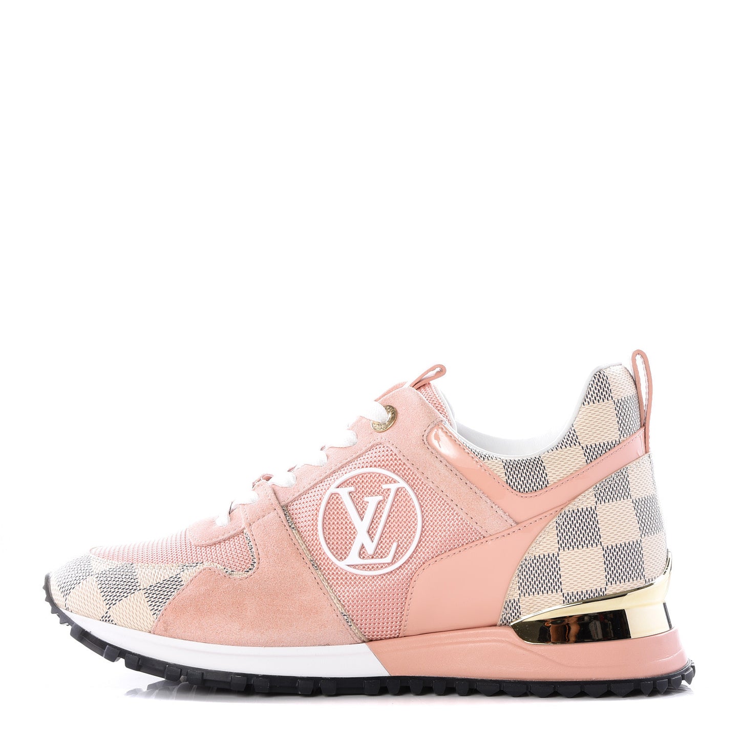 Suede Damier Azur Run Away Sneakers 36.5 Pink