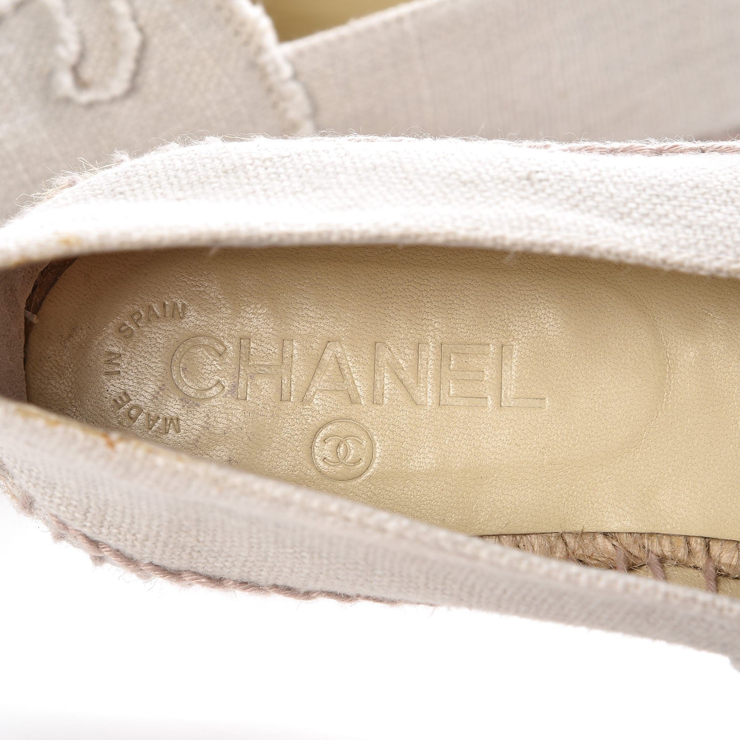 Chanel Linen CC Espadrilles 39 Beige Black 10 of 19