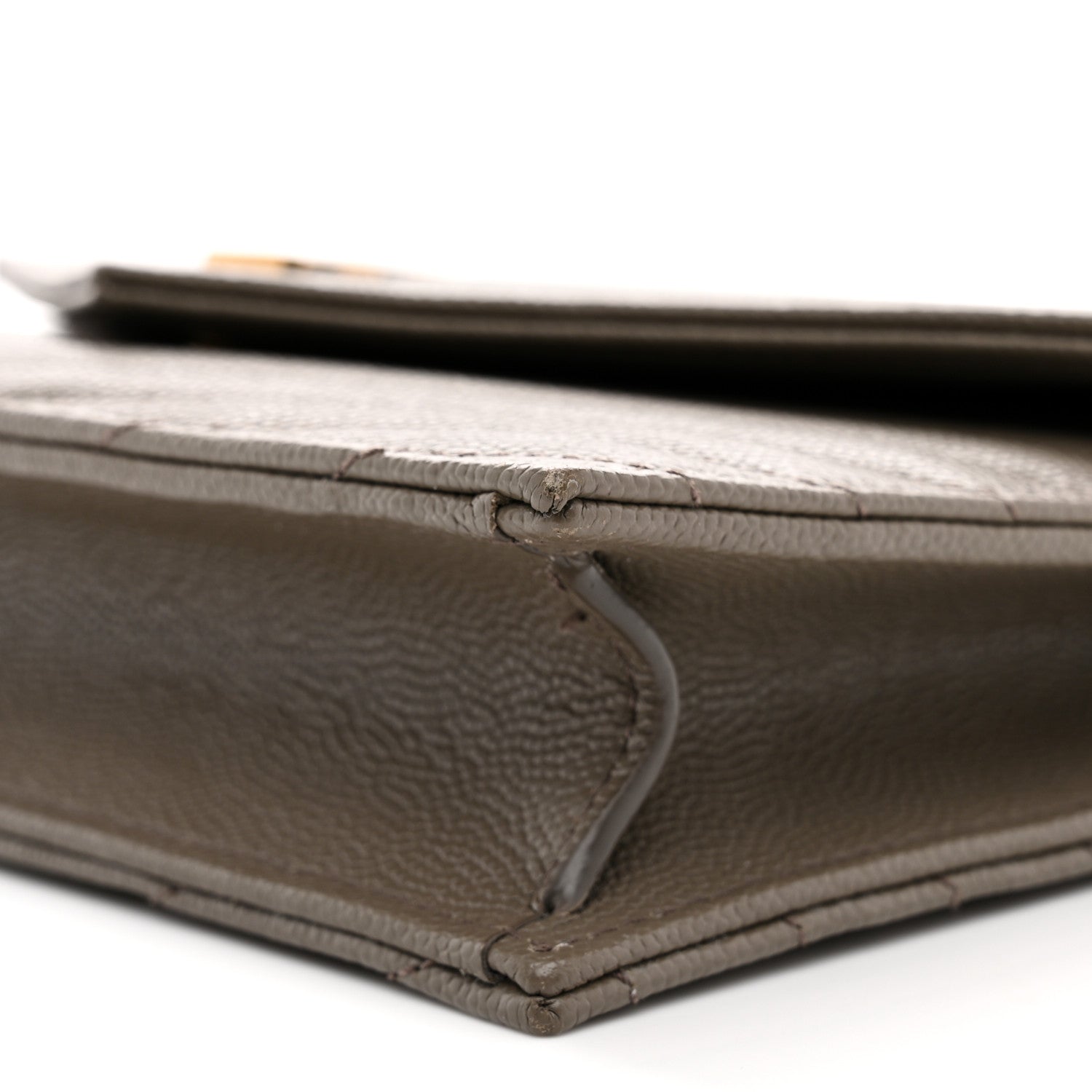 Saint Laurent Grain De Poudre Matelasse Chevron Monogram Envelope Chain Wallet Light Taupe 10 of 12