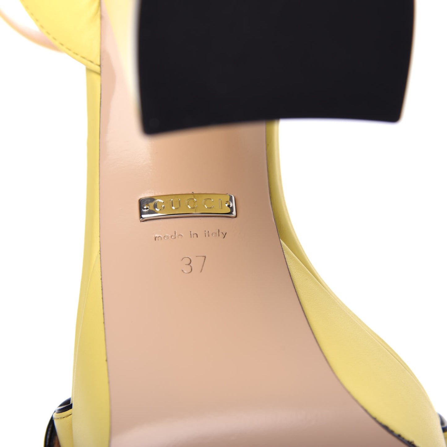 Calfskin GG Marmont Ankle Wrap 30/115mm Platform Sandals 37 Banana