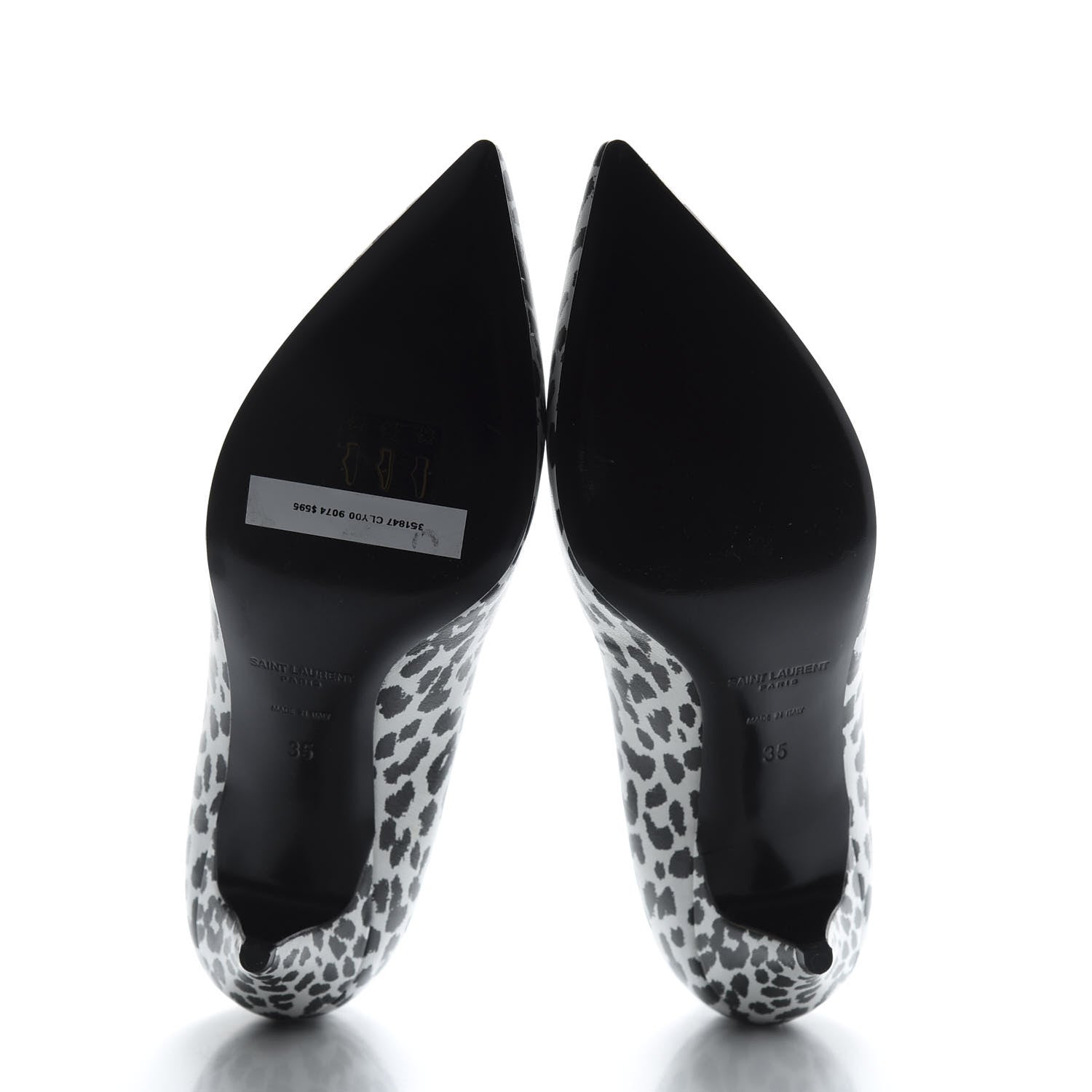 Saint Laurent Soft Calfskin Baby Cat Paris 50 Pumps Bianco 35 White Black 5 of 7