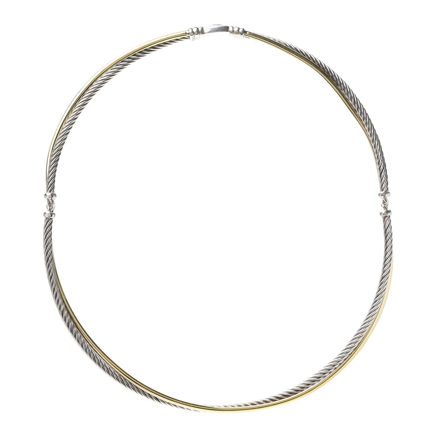 Sterling Silver 18K Yellow Gold Crossover Cable Choker Necklace