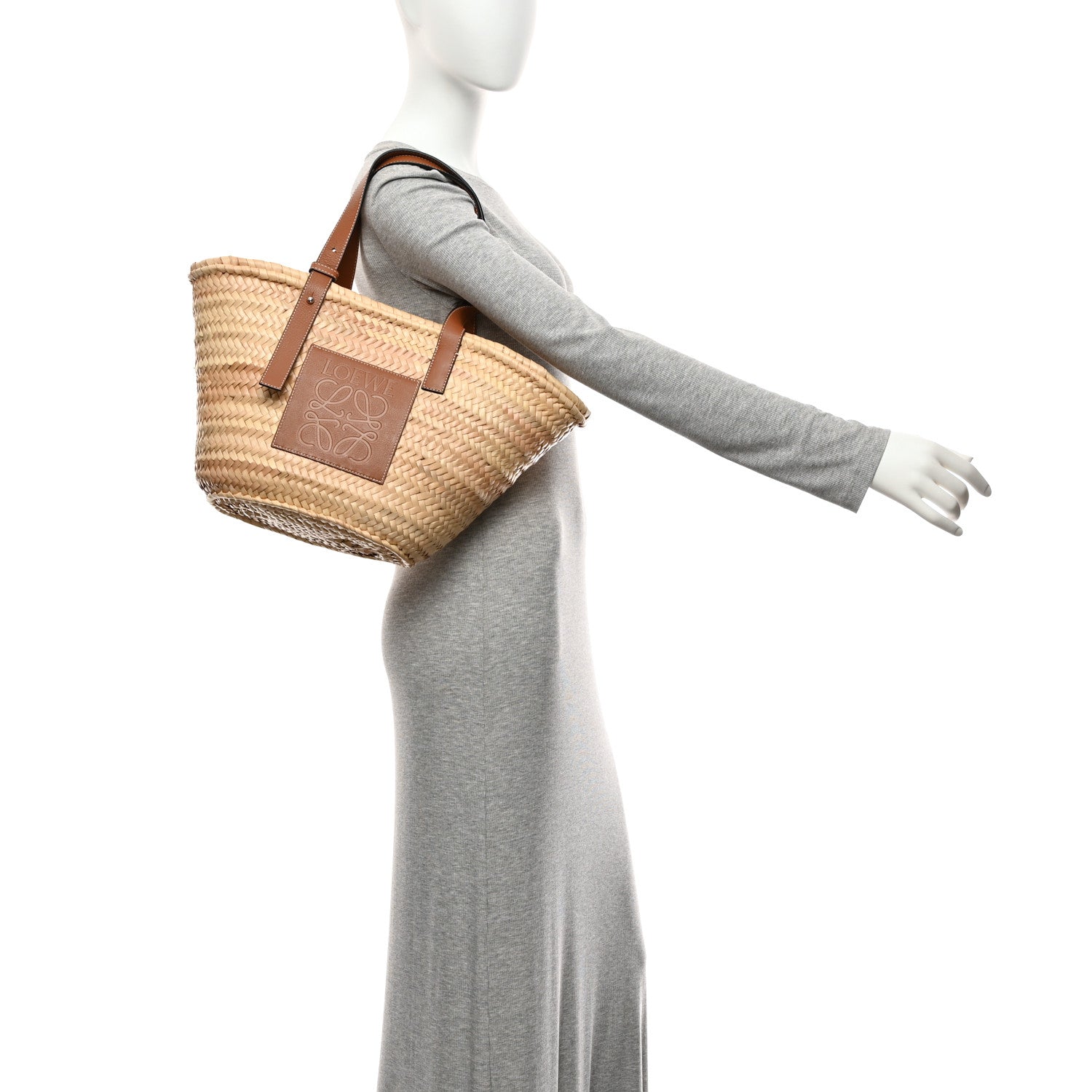 Loewe Raffia Medium Basket Tote Bag Natural Tan 2 of 10