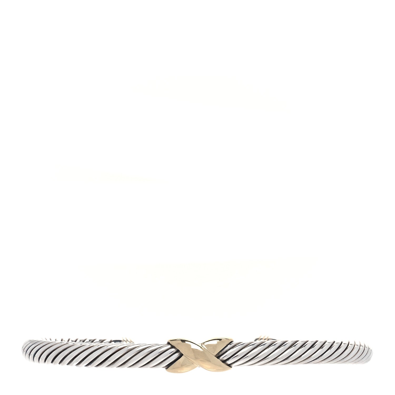 David Yurman Sterling Silver 14K Yellow Gold 5mm X Station Cable Bracelet 1 of 5