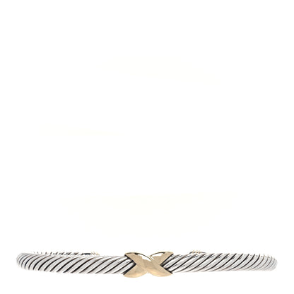David Yurman Sterling Silver 14K Yellow Gold 5mm X Station Cable Bracelet 1 of 5