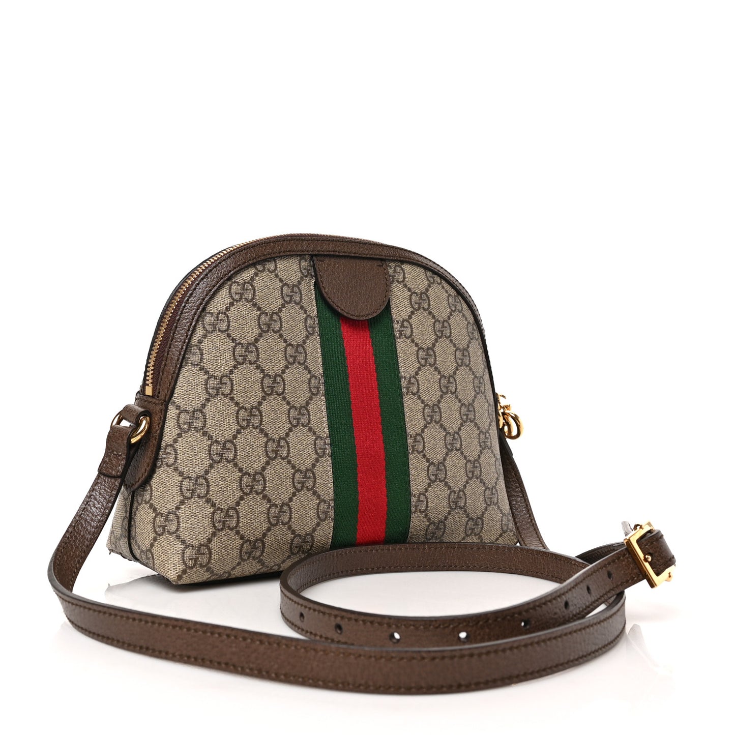 GG Supreme Monogram Textured Dollar Calfskin Web Small Ophidia Dome Shoulder Bag Beige Ebony New Acero