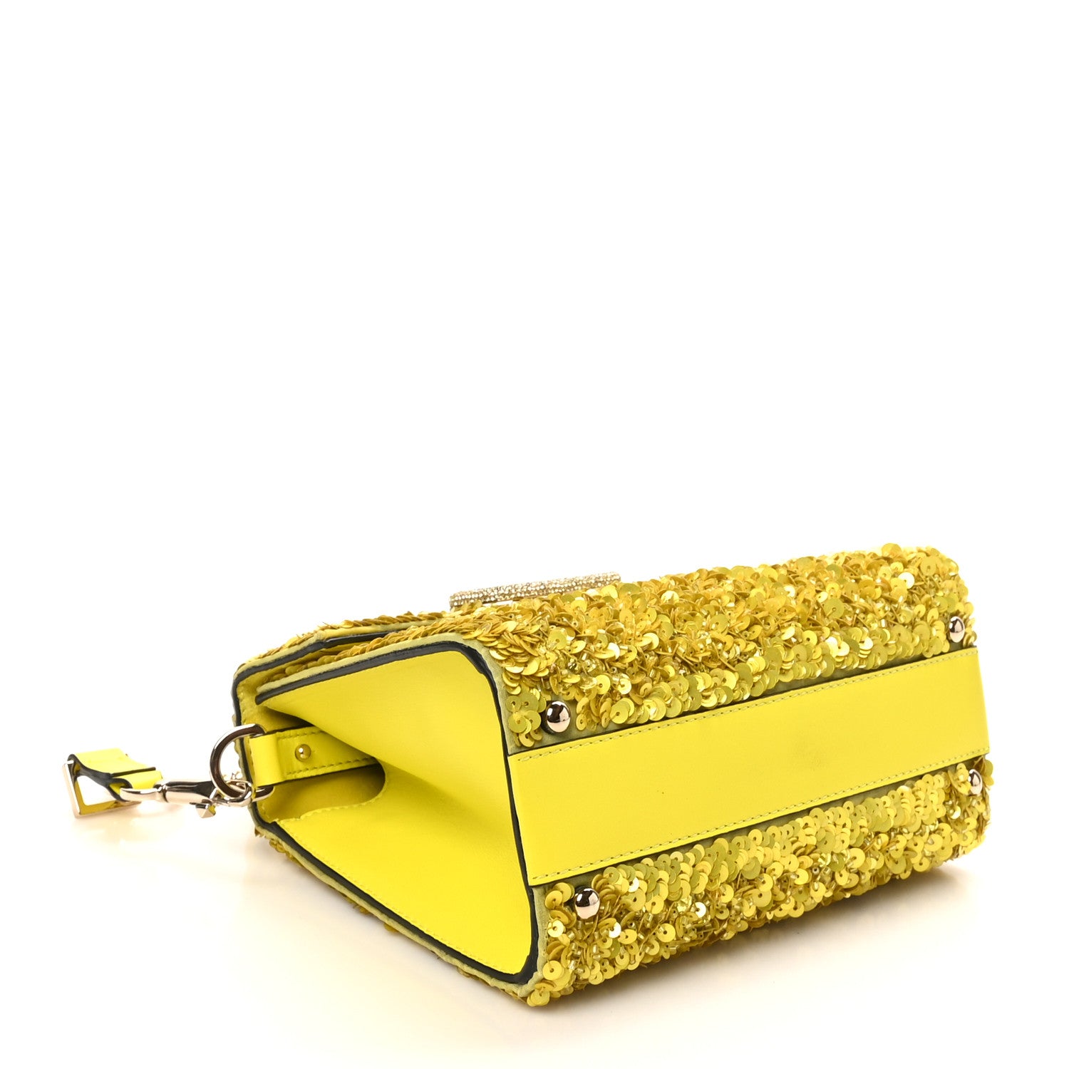 Valentino Garavani Sequin Crystal Embroidered Mini Vsling Top Handle Bag Yellow 4 of 9