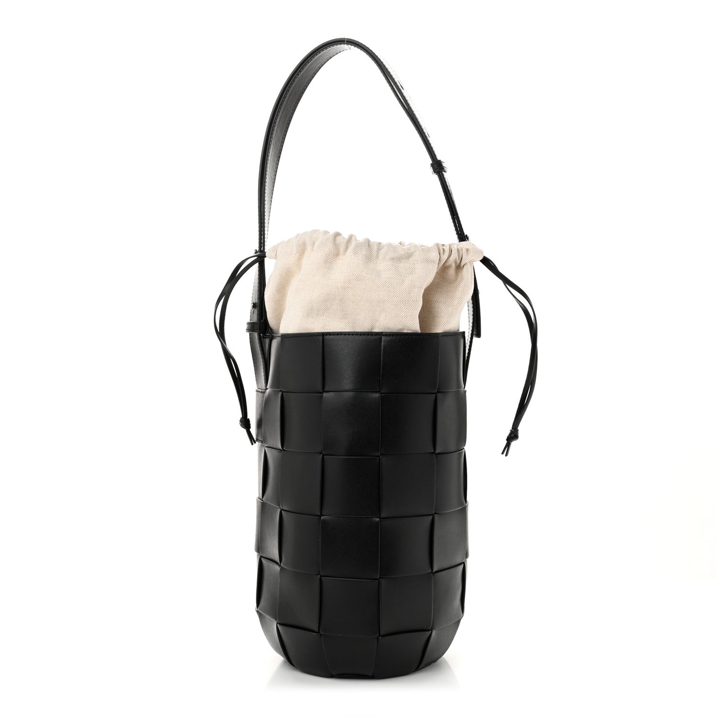Nappa Maxi Intrecciato Cassette Lantern Bucket Bag Black