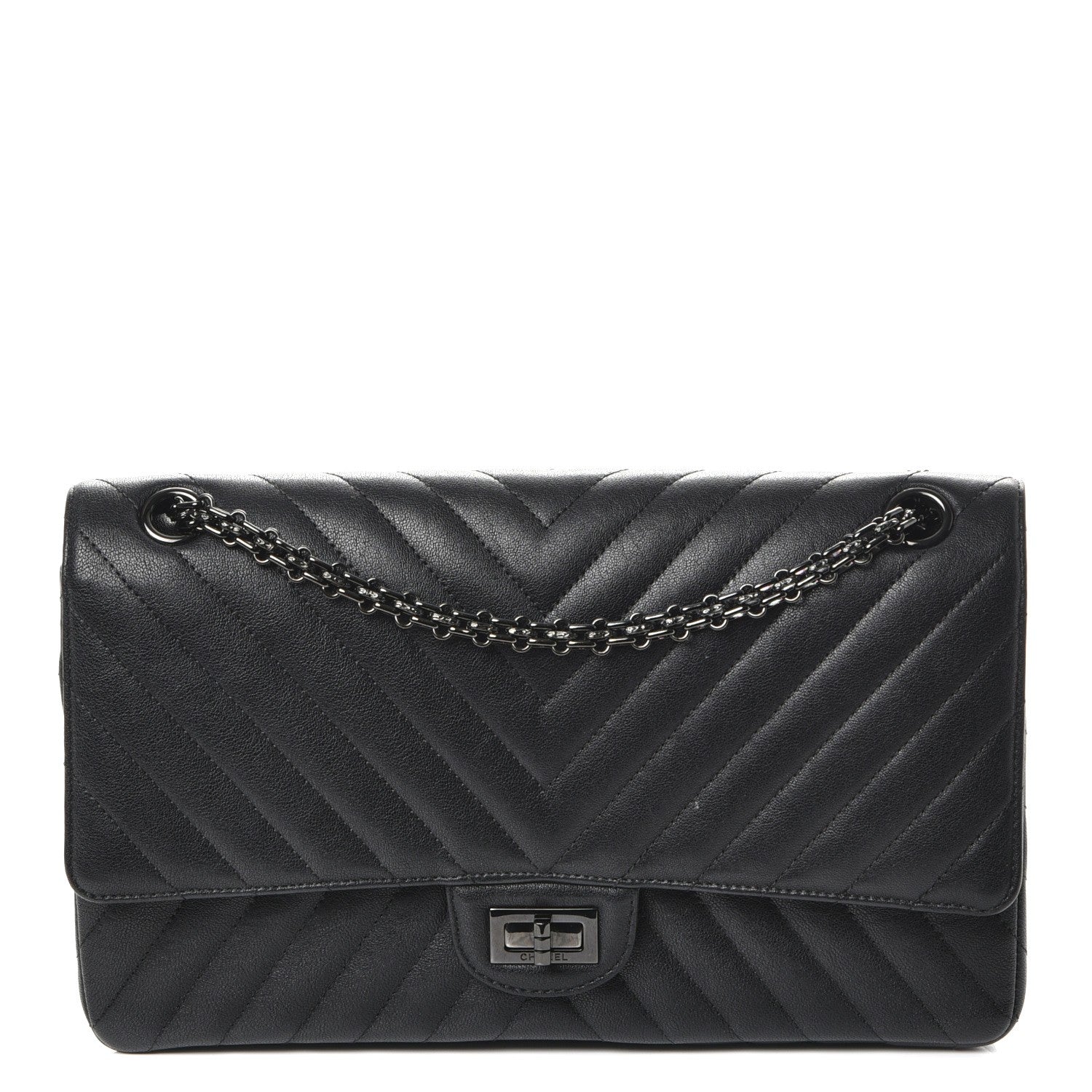 Chanel Sheepskin Chevron Quilted 2.55 Reissue 226 Flap So Black 1 of 8