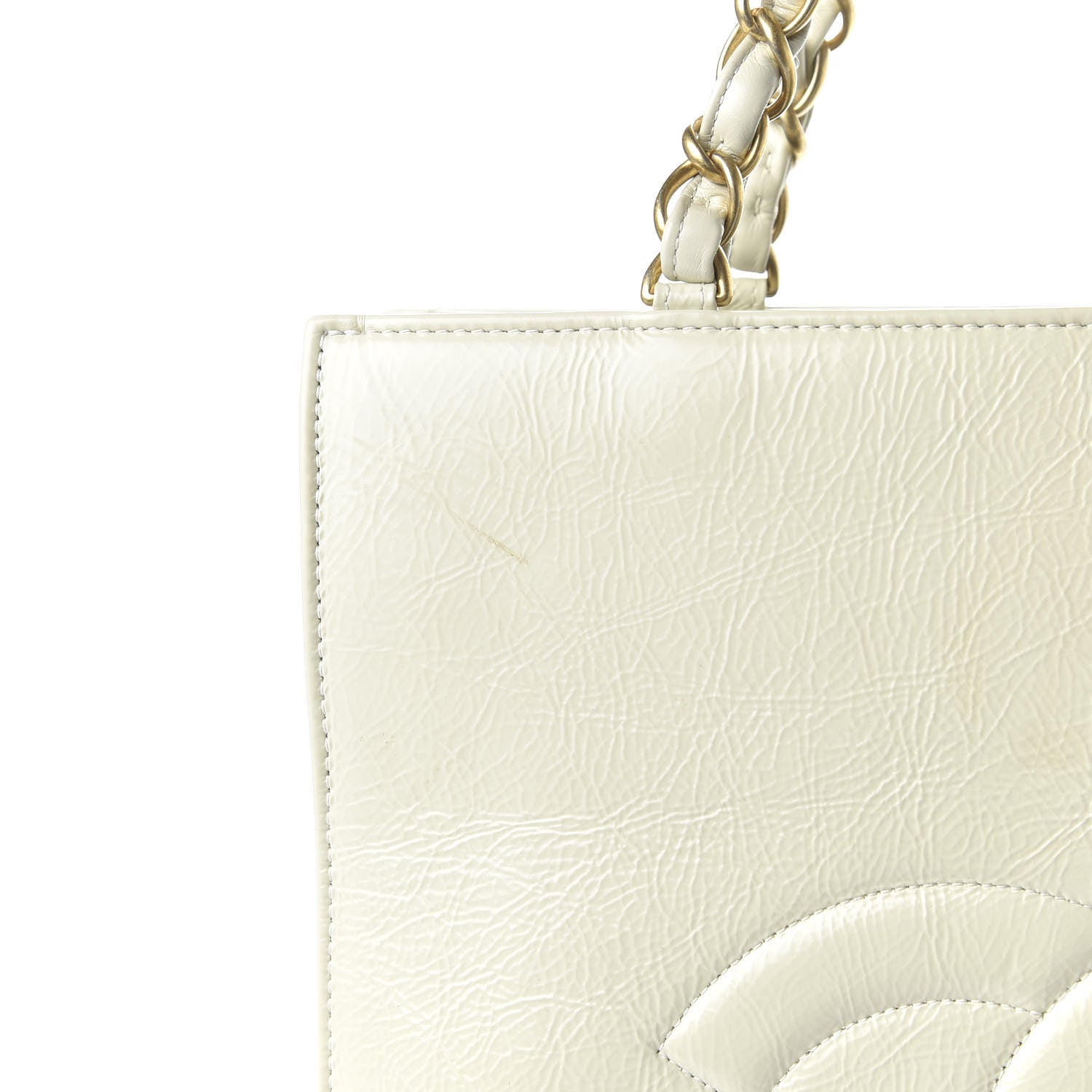Chanel Shiny Aged Calfskin North South Shopping Bag White 11 of 12
