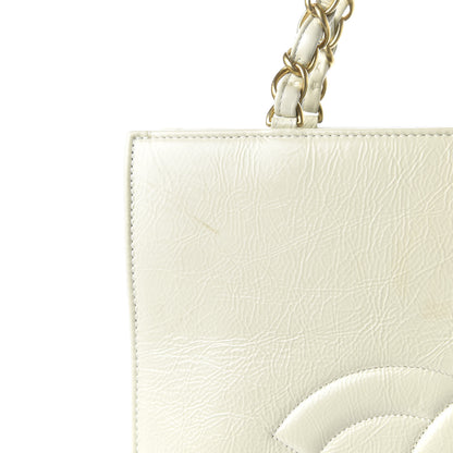 Chanel Shiny Aged Calfskin North South Shopping Bag White 11 of 12