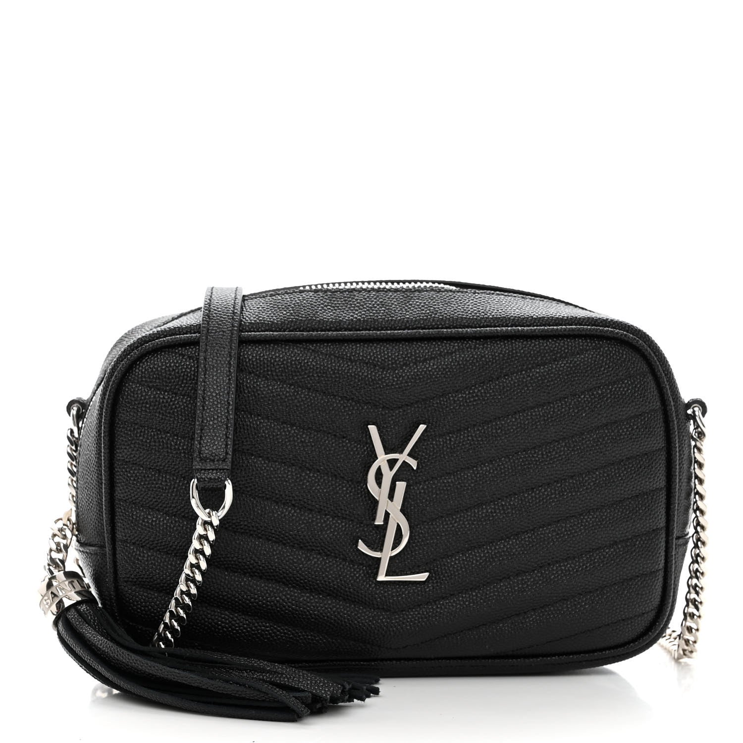 Saint Laurent Grain De Poudre Matelasse Monogram Mini Lou Camera Bag Black 1 of 10