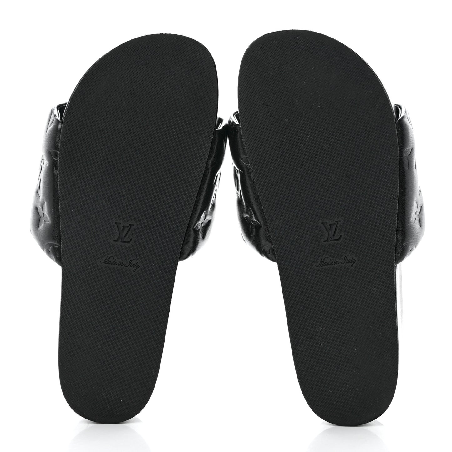Lambskin Embossed Monogram Jumbo Flatform Mule Sandals 37.5 Black
