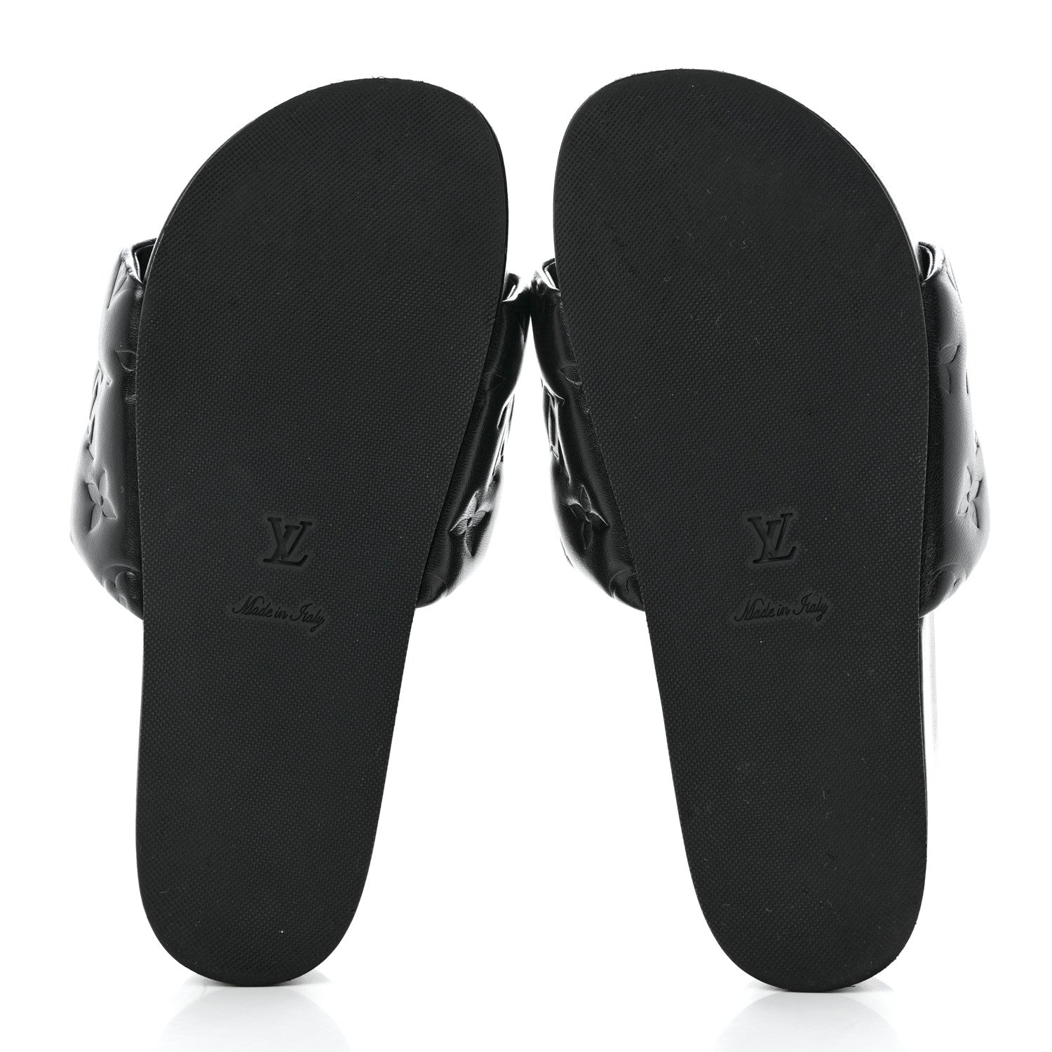 Louis Vuitton Lambskin Embossed Monogram Jumbo Flatform Mule Sandals 37.5 Black 5 of 9