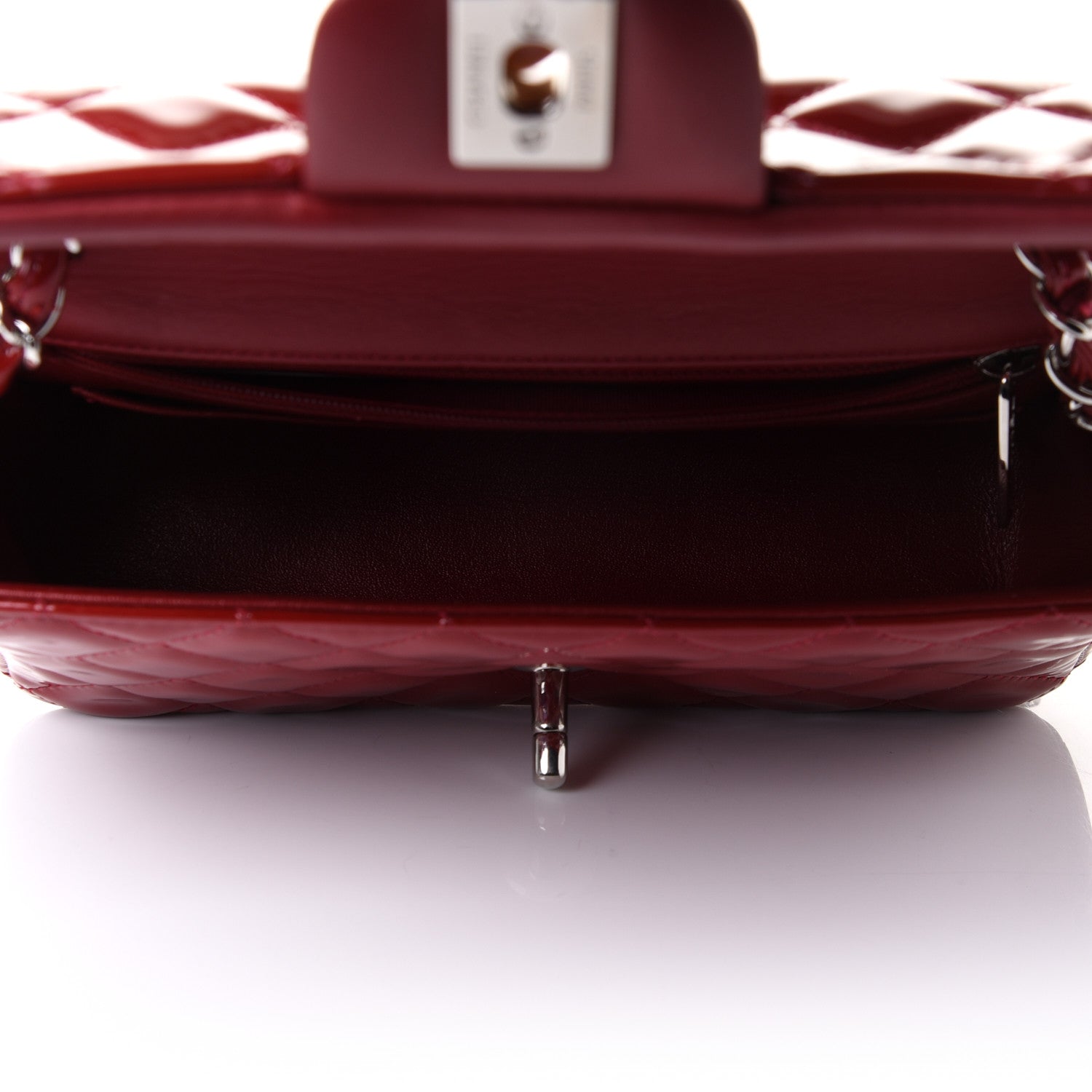 Chanel Patent Calfskin Quilted Mini Rectangular Flap Red 5 of 14