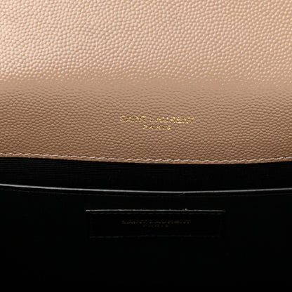 Saint Laurent Grain De Poudre Textured Mixed Matelasse Medium Triquilt Monogram Satchel Dark Latte 5 of 9
